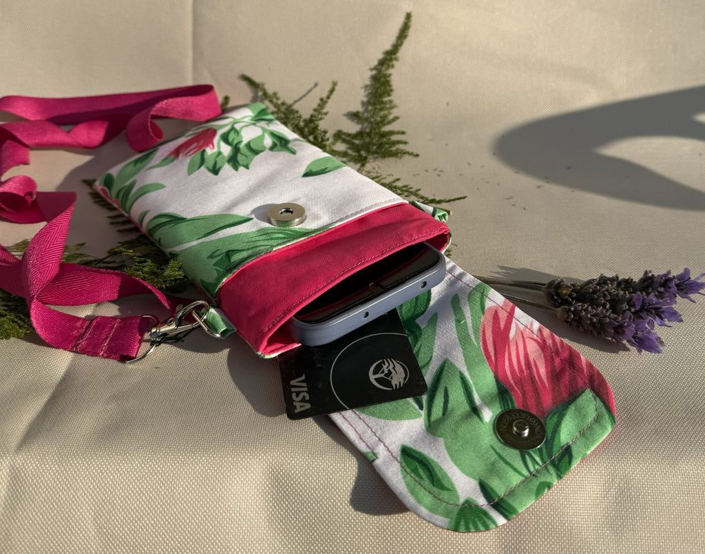 Protea Print Phone Bag