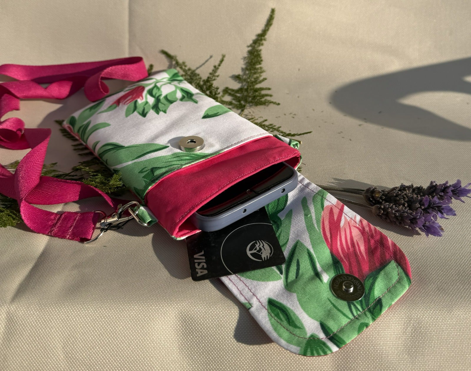 Protea Print Phone Bag
